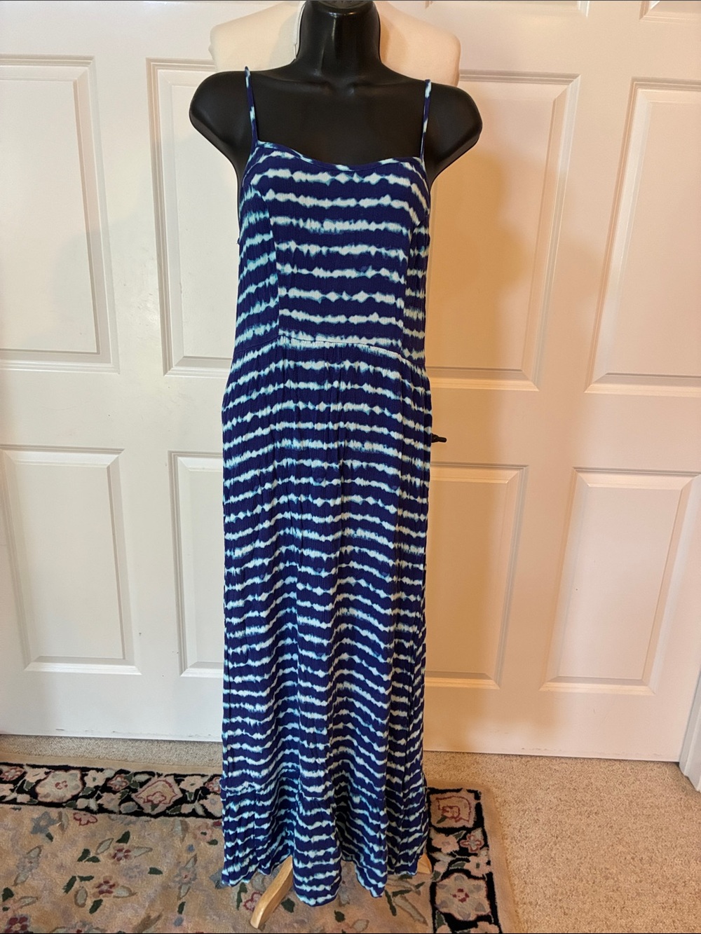 Mosso Supply Blue and White Tie-Dye Maxi Dress